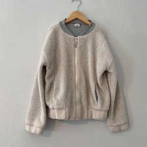Crewcuts Sherpa Bomber Jacket Girls Size 12 Large Lightweight Cream Spring Fall